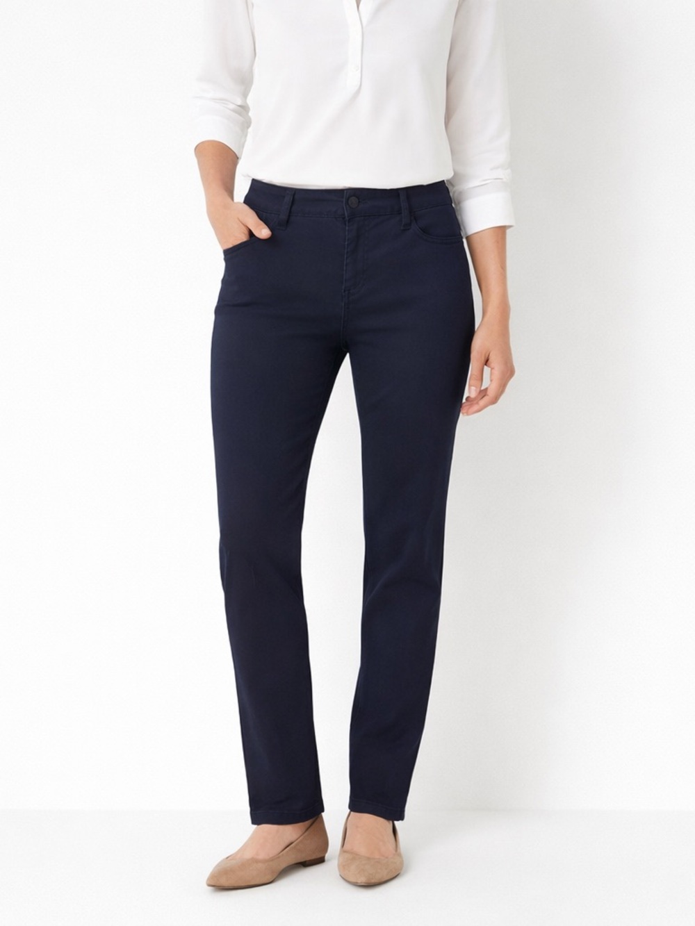 Talbots Navy Straight Leg Pants Petite 4P Work Career Stretch